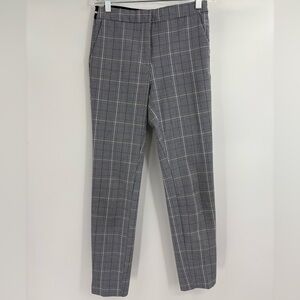Zara Basic Gray Checkered Plaid Trousers Elastic pull on Back Waist Pant size xs